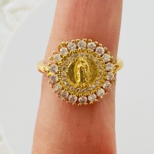 Guadalupe Adjustable Women's Ring. 14K Gold Plated.  New